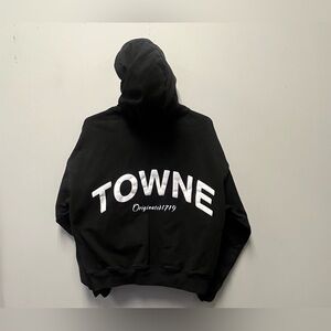 Heavyweight Cropped Boxy Black Hoodie Back Graphic Towne—Small (Unisex)